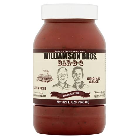 Williamson brothers bbq - Product details. Package Dimensions ‏ : ‎ 10.87 x 9.33 x 4.88 inches; 2.56 Pounds. UPC ‏ : ‎ 304364220969. Manufacturer ‏ : ‎ Williamson Bros. Bar-B-Q. ASIN ‏ : ‎ B087QSHM2G. Best Sellers Rank: #78,617 in Grocery & Gourmet Food ( See Top 100 in Grocery & Gourmet Food) #1,244 in Hot Sauce. Customer Reviews: